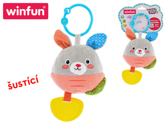 Chrastítko/kousátko králíček plyšový 17cm šustící 0m+ na kartě