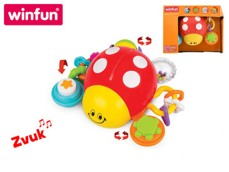 Chrastítko beruška 16cm po stlačení jezdící na baterie se zvukem 6m+ v krabičce