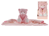 Medvídek plyšový 26cm sedící s dětskou dekou 75x75cm v krabičce