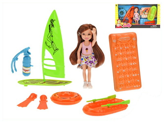 Panenka 14cm plážová s doplňky v krabičce