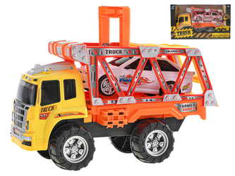 Auto přepravník 44cm na setrvačník s autem 24cm na volný chod v krabičce