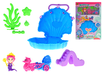 Mořská víla s doplňky a kufříkem mušle 10ks v krabičce