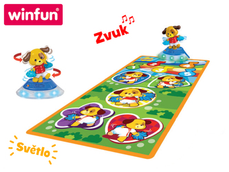 Taneční podložka interaktivní s pejskem 115x56cm na baterie se světlem a zvukem 18m+ v krabičce