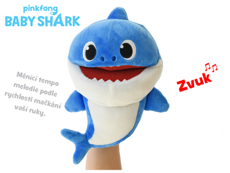 Baby Shark plyšový maňásek 23cm modrý na baterie s volitelnou rychlostí hlasu 12m+ v sáčku
