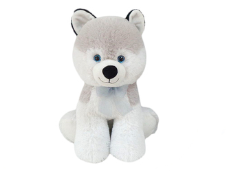 Pes plyšový 40cm sedící s mašlí 0m+ husky v sáčku