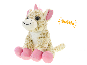 Jednorožec plyšový 31cm sedící na baterie se světlem 10m+