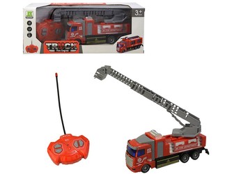 Auto hasičské, na dálkové ovládání 4-kanál se  světlem a zvukem, 18 cm