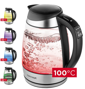 Concept Rychlovarná konvice skleněná 1,7 l s nastavením teplot RK4120
