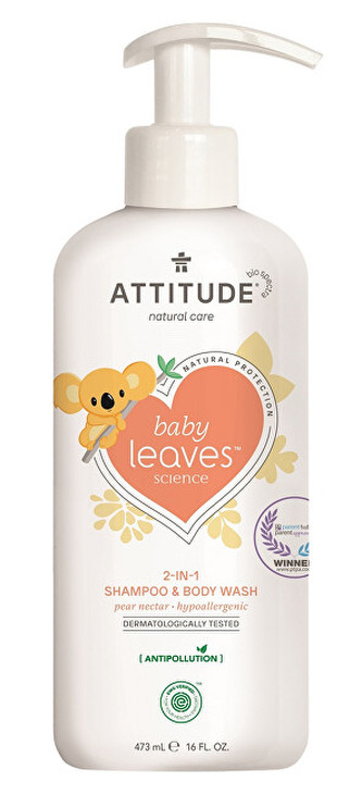 ATTITUDE Dětské tělové mýdlo a šampon (2 v 1) ATTITUDE Baby leaves s vůní hruškové šťávy 473 ml