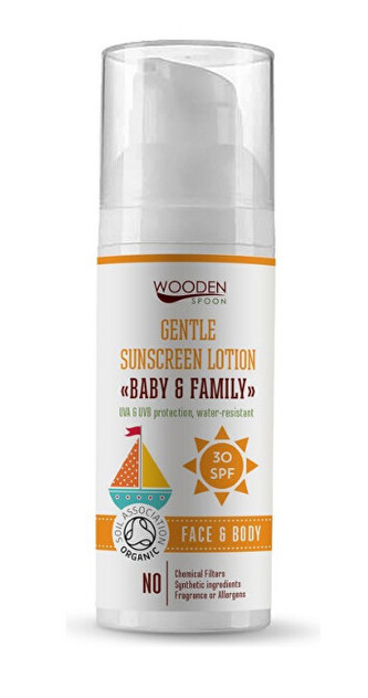 WoodenSpoon Opalovací tělové mléko Baby & Family SPF 30 WoodenSpoon 50 ml