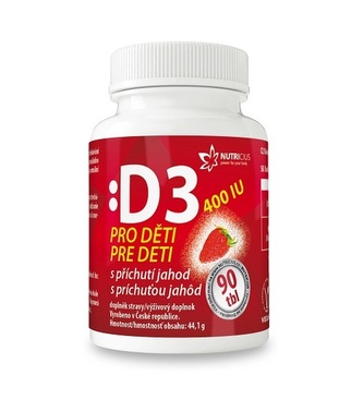 Nutricius Vitamín D3 pro děti 400IU - jahoda 90 tablet