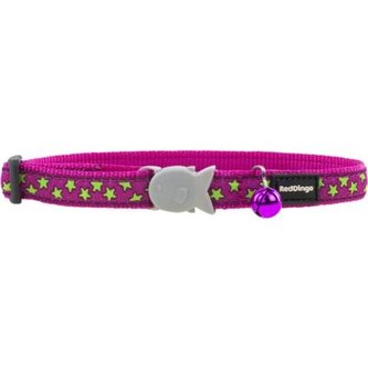 Obojek pro kočky  - Stars Lime on Hot Pink