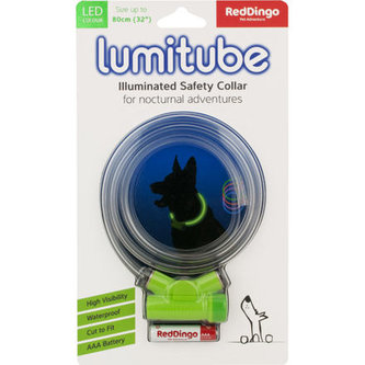 Obojek Lumitube S-L - 15 - 80 cm - zelený
