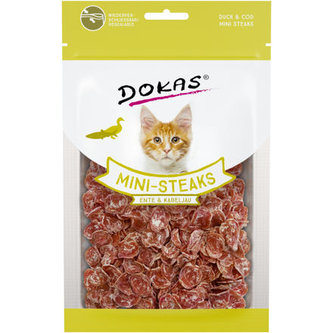 Dokas - Kachna a treska mini steaky pro kočky 40 g