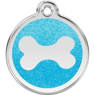 Známka Red Dingo - Kost - Aqua - Třpytivá velikost známky L - 37 mm