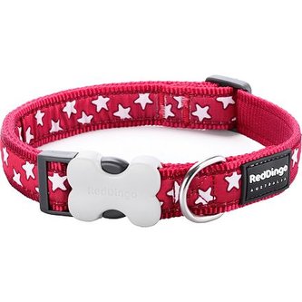 Obojek RD 15 mm x 24-37 cm - Stars White on Red Obojek RD 15 mm x 24-37 cm - Stars White on Red