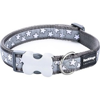 Obojek RD 20 mm x 30-47 cm - Stars White on Grey