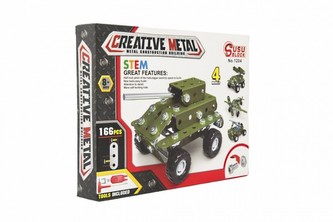 Stavebnice kovová vojenské auto 166 dílků v krabici 26x20x4cm
