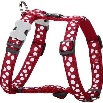 Postroj RD 25 mm x 71-113 cm - White Spots on Red