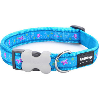 Obojek RD 12 mm x 20-32 cm - Butterfly Turquoise