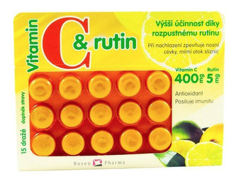 ROSENPHARMA Rosen Vit.C+rutin 400 mg 15 dražé