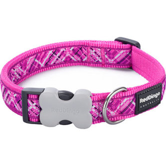 Obojek RD 20 mm x 30-47 cm - Flanno Hot Pink