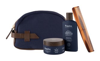 Farouk Systems Esquire Grooming sprchový gel 3in1 89 ml + vosk na vlasy The Wax 85 g + hřeben Classic Travel Dual Comb 1 ks + kosmetická taška