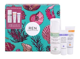 Ren Clean Skincare Evercalm denní pleťová péče 50 ml + pleťová maska Glycol Lactic Radiance 15 ml + pleťové sérum Keep Young And Beautiful 10 ml