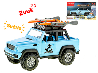 Auto terénní 21cm surfing na setrvačník na baterie se světlem a zvukem v krabičce