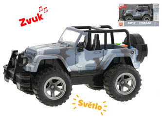 Auto vojenské terénní 23cm 1:16 na setrvačník na baterie se světlem a zvukem v krabičce