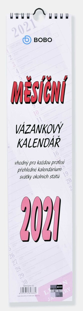 BOBO Kalendář 2021: Vázanka široká nástěnný 100 x 445 mm