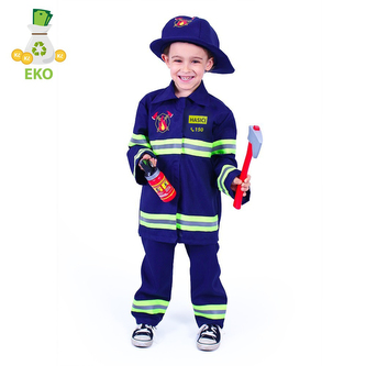 Dětský kostým hasič s českým potiskem (M) EKO bez příslušenství