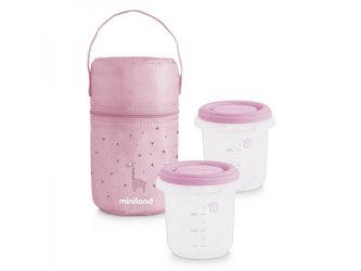 Termoizolační pouzdro + kelímky na jídlo Pink 2ks