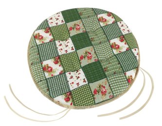 Sedák Adéla kulatý hladký - patchwork zelený - průměr 40 cm