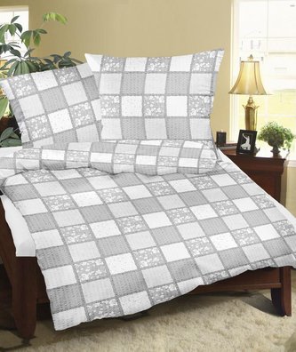 Povlečení krepové - patchwork světle šedý - 140x220,70x90 cm