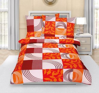 Povlečení krepové - oranžový patchwork - 140x200,70x90 cm