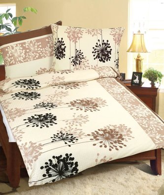 Povlečení krepové - béžová louka - 140x220, 70x90 cm Povlečení krepové - béžová louka - 140x220, 70x90 cm
