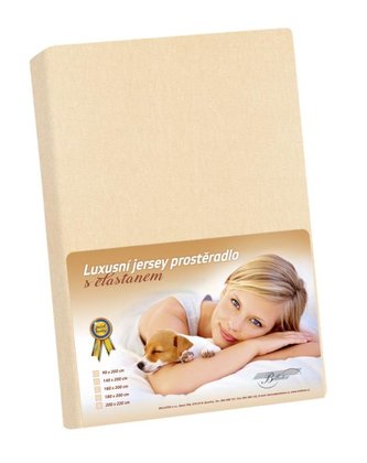 Jersey s elastanem - béžová - 160x200 cm