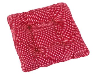 Sedák Adéla prošívaný - puntík červenobílý - 40x40 cm, prošívaný