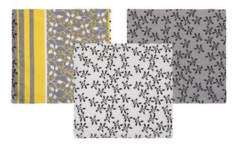 Povláček bavlněný - šedá kytička - šedá, žlutá - 40x40cm