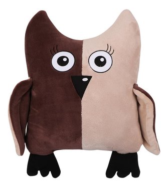 Tvarovaný polštářek sova hnědobéžová - sova - cca 45x30 cm