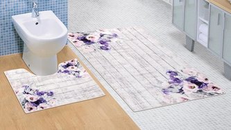 3D tisk  sada - fialová kytice - sada (60x100, 60x50 cm WC )