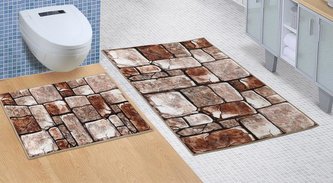 3D tisk  sada - BEZ VÝKROJE - kamenná dlažba - sada (60x100, 60x50 cm WC bez výkroje )