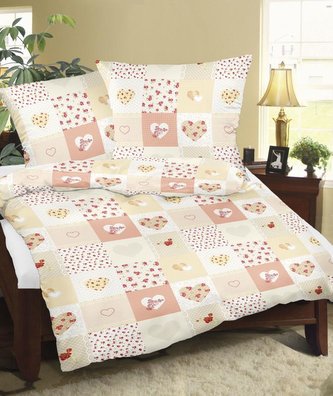 Povlečení flanelové - srdce patchwork - 140x200, 70x90 cm Povlečení flanelové - srdce patchwork - 140x200, 70x90 cm