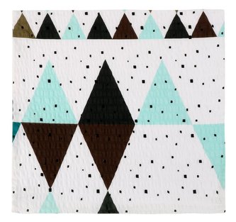 Povláček krepový - tyrkysová geometrie - 40x40cm