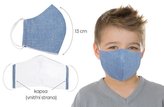 Ústní rouška dětská , chlapecká bavlněná na gumičku s vnitřní kapsou - Uni modrá - délka oblouku 13cm