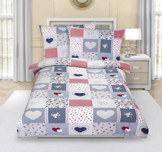 Povlečení krepové - modré srdce - 140x220, 70x90 cm