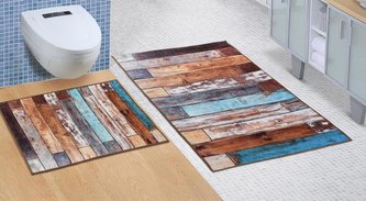 3D tisk  sada - BEZ VÝKROJE - dřevěná podlaha - sada (60x100, 60x50 cm WC bez výkroje )