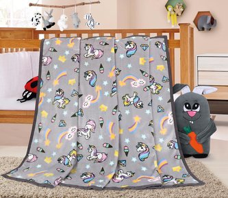 ELLA - jednorožec s duhou na šedé - 100x155 cm