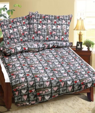 Povlečení bavlněné - červené srdce - 140x220, 70x90 Povlečení bavlněné - červené srdce - 140x220, 70x90